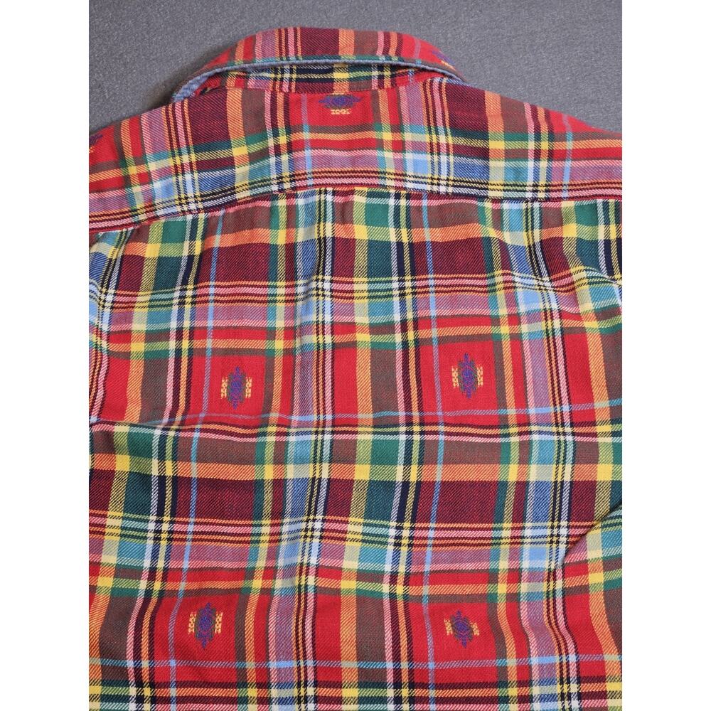 POLO Ralph Lauren Shirt Mens Small Red Plaid Southwest Aztec Patchwork Embroider - Picture 7 of 7